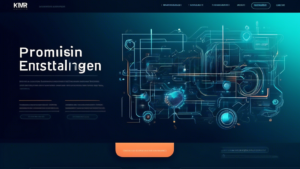 Create an image depicting a modern and sleek website interface, with the header Die neuesten Entwicklungen auf Kmr.ch prominently displayed. The background