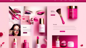Create an image of an elegantly designed beauty and cosmetics website homepage, titled Kosmetik.ch. The scene should feature a modern and sleek layout with