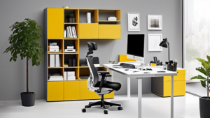 Create an image showcasing a modern and stylish office setting with ergonomic furniture available from moll.de. The scene should include a sleek desk, an a