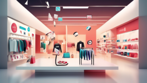 Create an image of a modern and stylish shopping environment featuring a variety of digital devices displaying a website, shopping24.ch. The scene should i